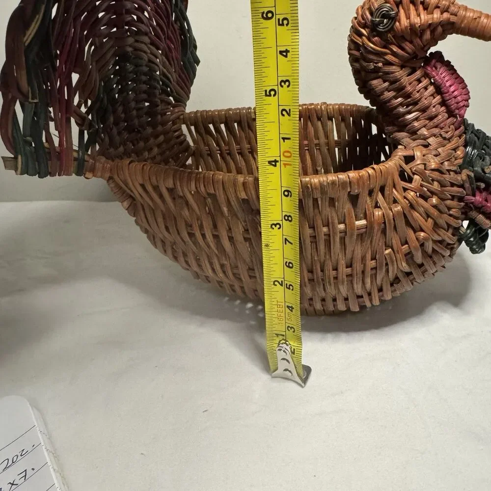 Ratan Wicker Turkey and Duck Baskets Vintage Tableware Decor Set  2 Thanksgiving